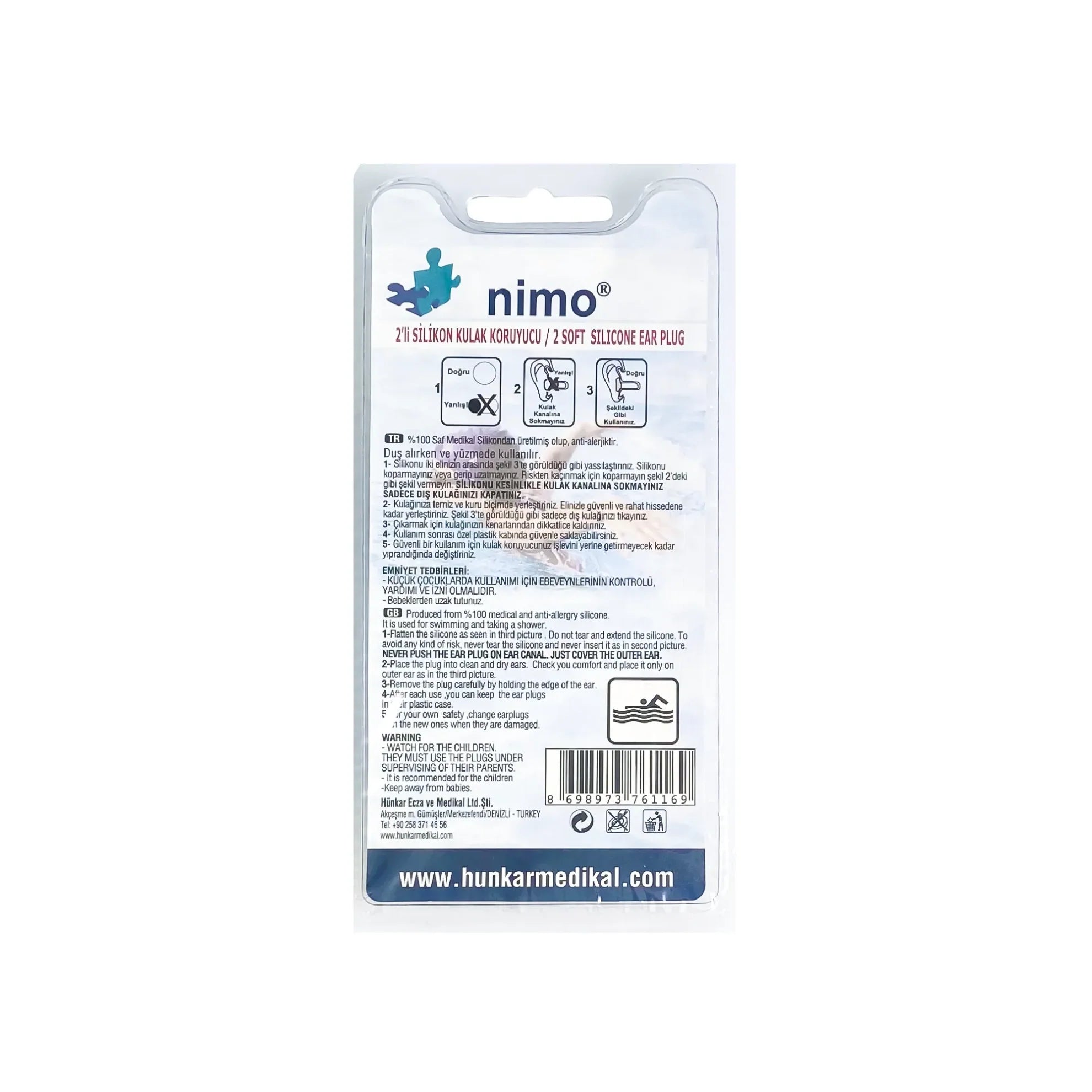 Nimo Silicone Ear Plugs 2 PCS protect from water