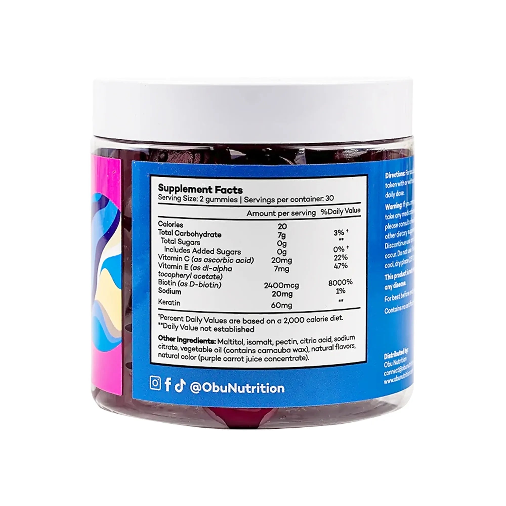 Obu Hair, Skin & Nails Gummies with Mixed Berry Flavor 60 Pcs