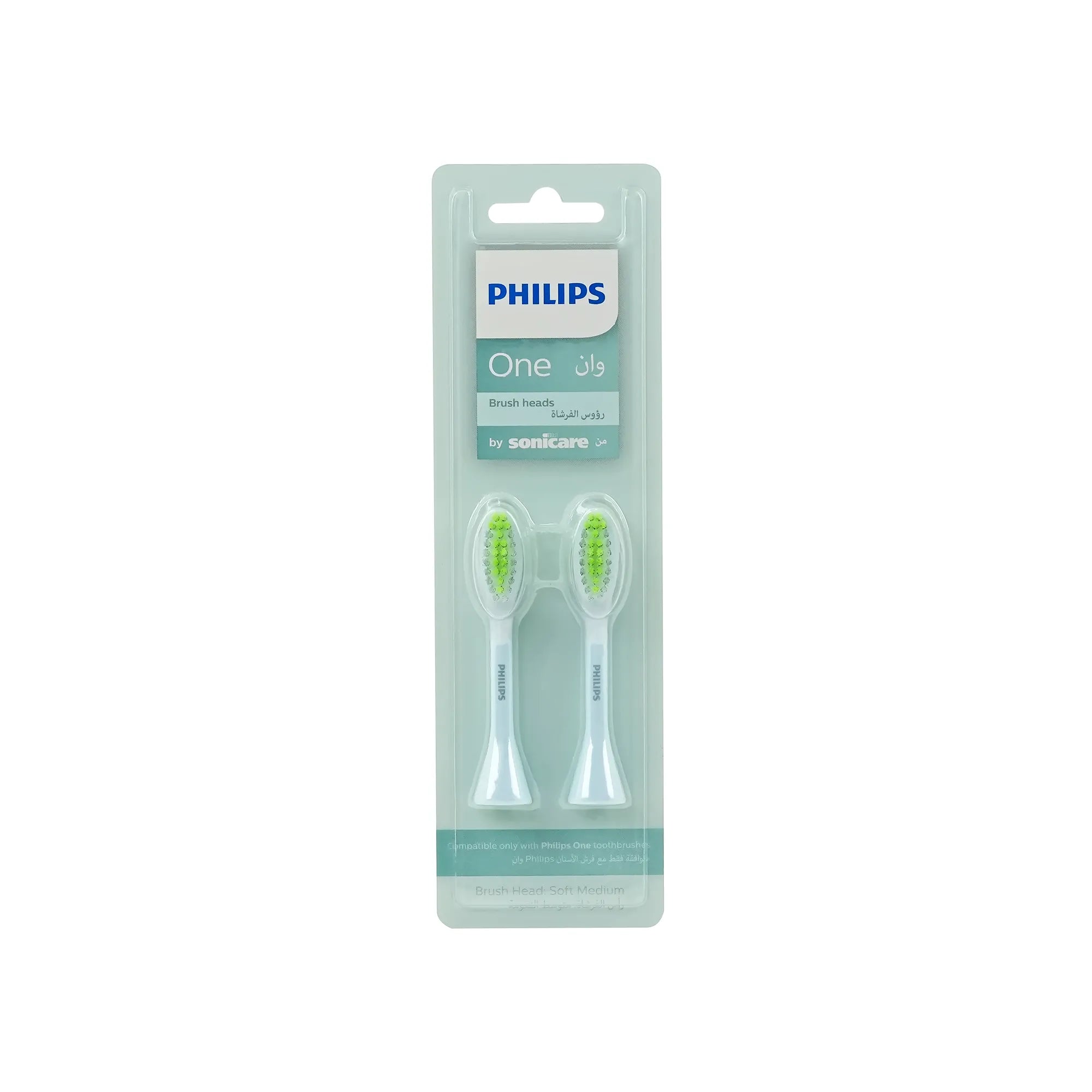 Philips One Mint Blue Brush Heads Soft Medium 2 Pcs - BH1022/03