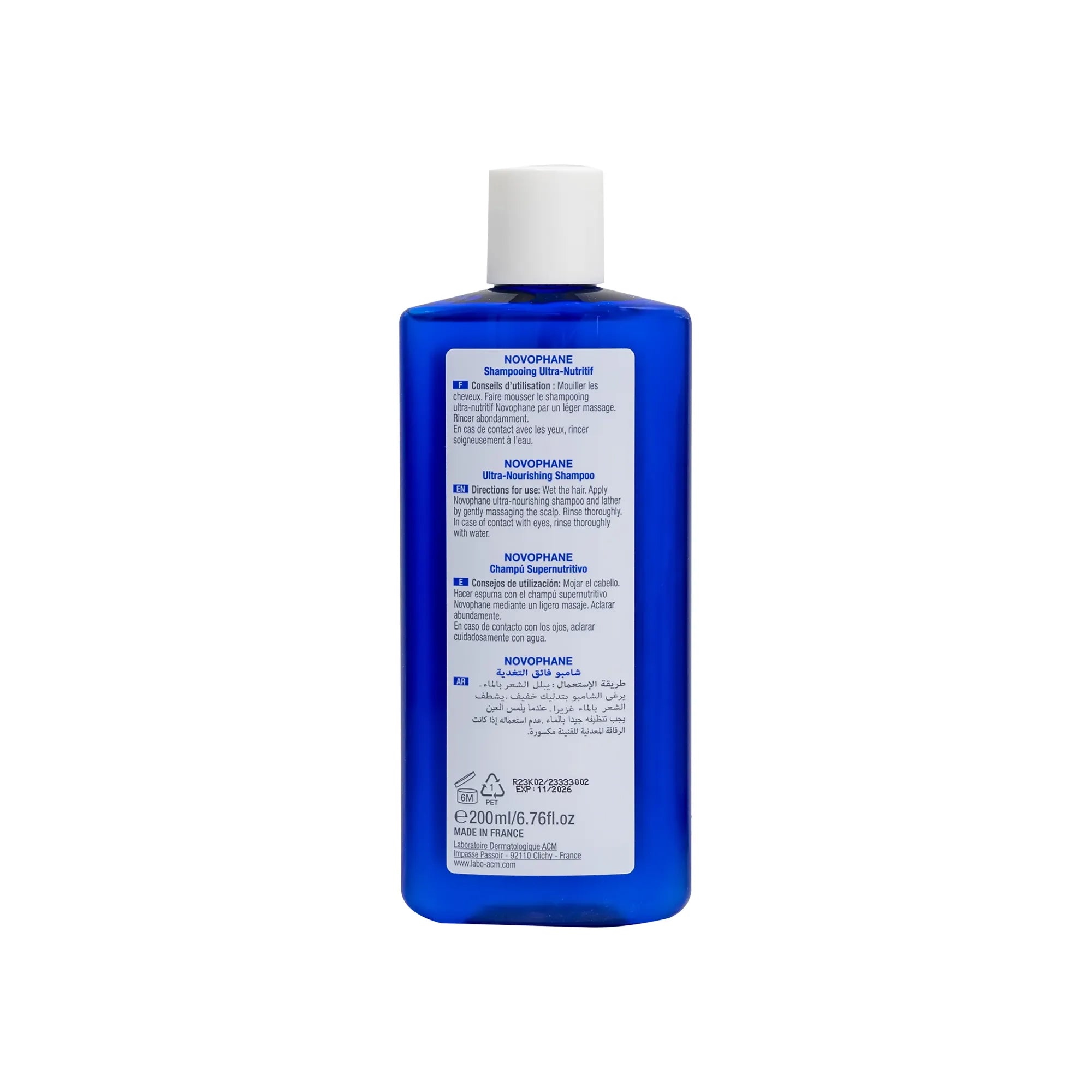 "ACM Novophane Shampoo: Ultra Nourishment for Damaged Hair-200 ml"