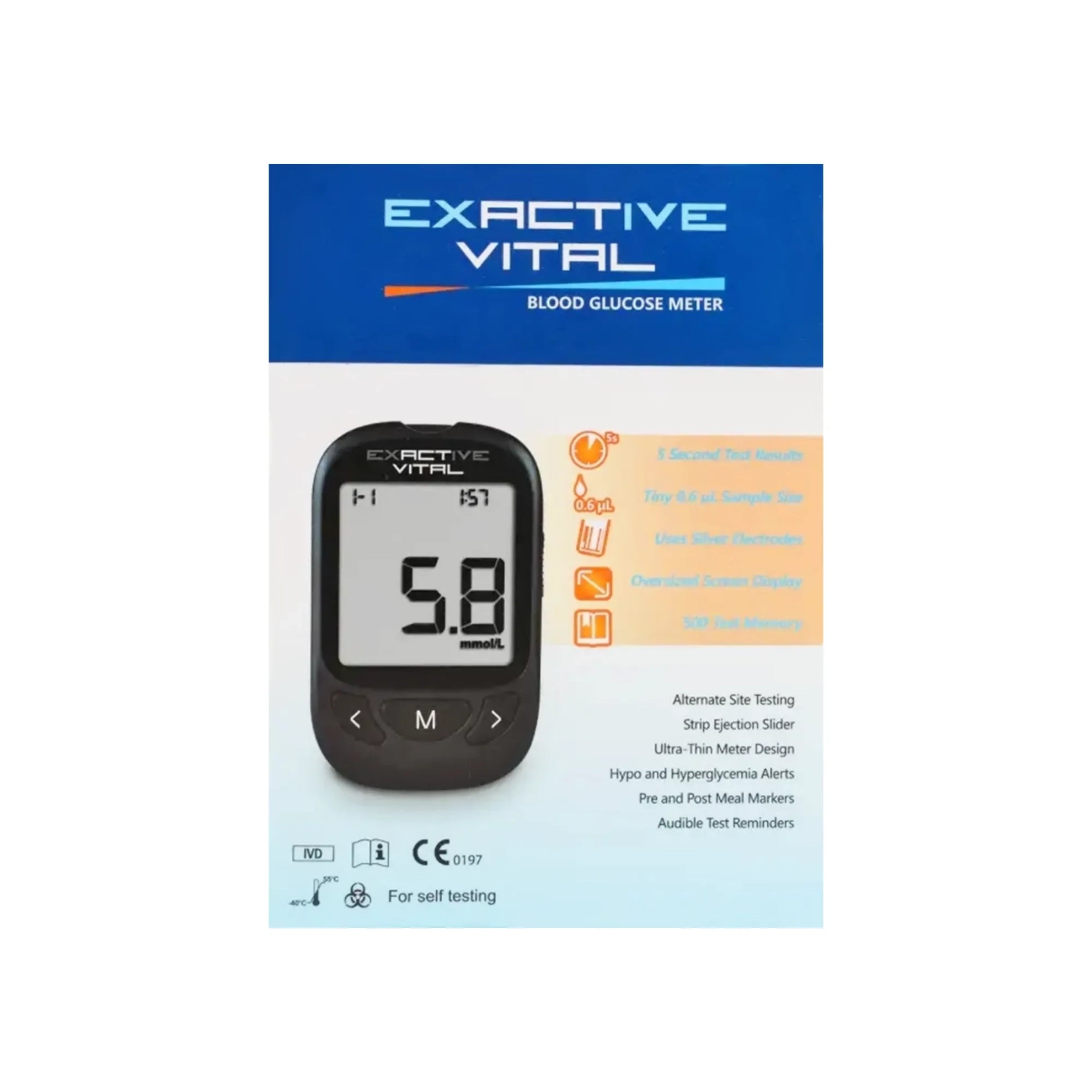 Exactive Vital Blood Glucose Meter mmol/dl +25 Strips +25 Lancets