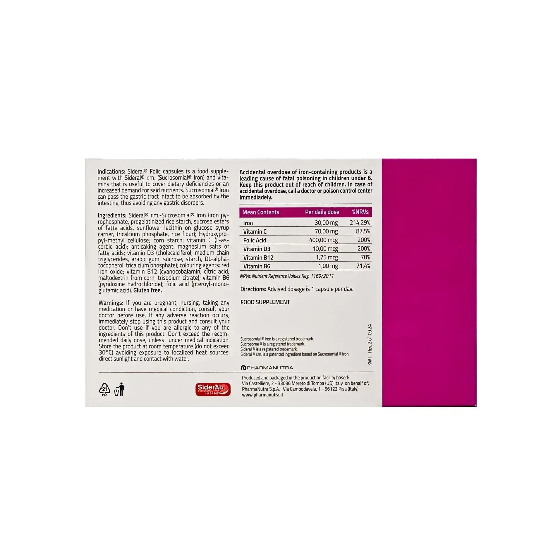 Sideral Folic 30 Capsules